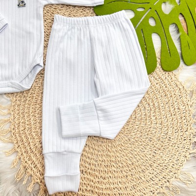 Conj. Body m/longa e Calça canelada - Branco